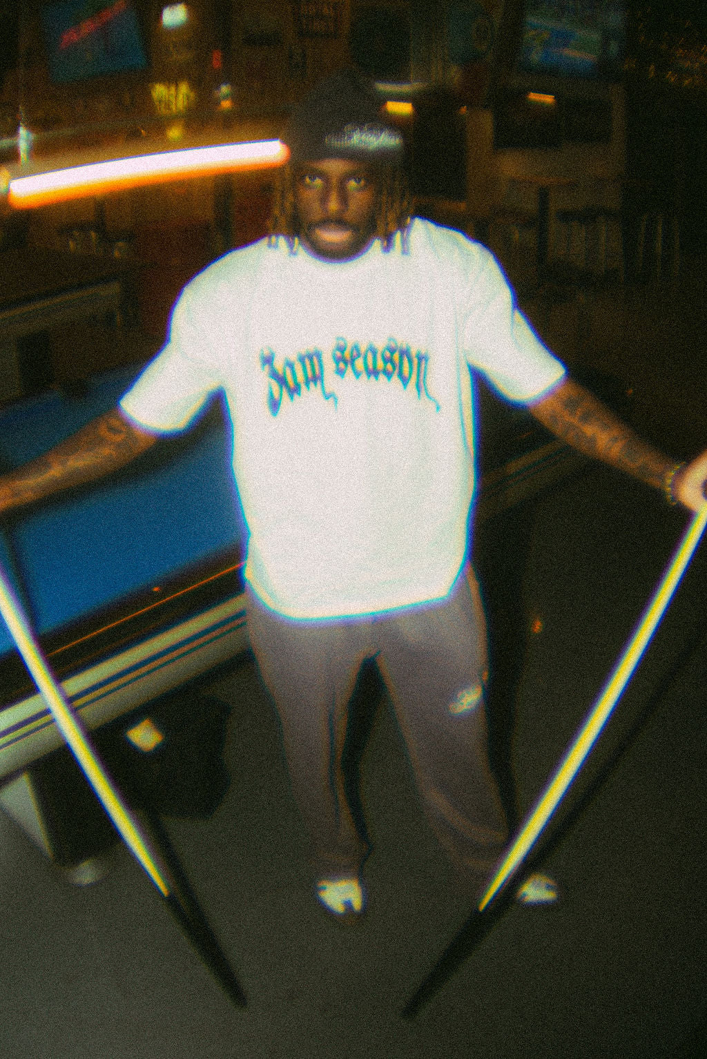 Drop 1 streetwear collection worn by models, complete outfit styling